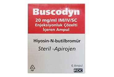 Buscodyn 20 Mg/ml Im/iv/sc Enjeksiyonluk Cozelti Iceren 6 Ampul Fiyatı