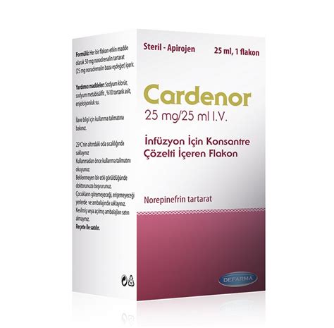 Cardenor 25 Mg/25 Ml Iv Infuzyon Icin Konsantre Cozelti Iceren 1 Flakon Fiyatı