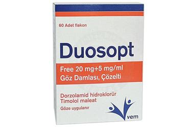 Duosopt Free 20 Mg + 5 Mg/ml Goz Damlasi. Cozelti (60 Adet) Fiyatı