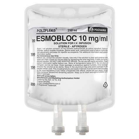 Esmobloc 10 Mg / Ml Iv Inf. Icin Cozelti (250 Ml Setsiz)