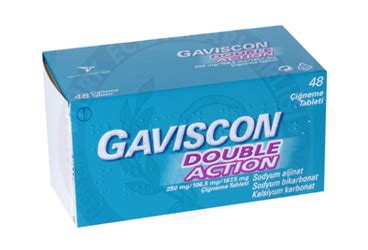 Gaviscon Double Action 250 Mg / 106.5 Mg / 187.5 Mg Cigneme Tableti (48 Tablet)  Fiyatı