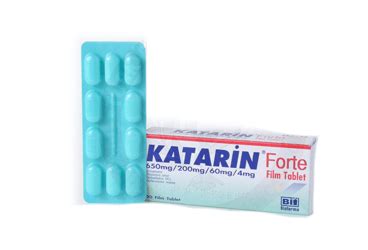 Katarin Forte 650 Mg/200 Mg/60 Mg/4 Mg 20 Film Kapli Tablet Fiyatı