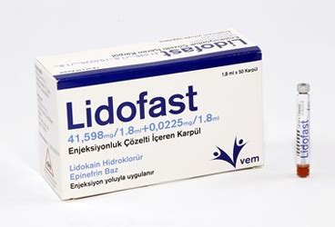 Lidofast 41.598 Mg/ 1.8 Ml+0.0225 Mg/1.8 Ml Enjeksiyonluk Cozelti Iceren Karpul (50 Adet) Fiyatı