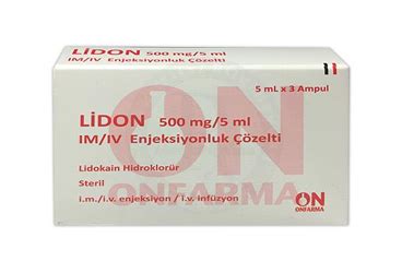 Lidon 500 Mg / 5 Ml Im/iv Enjeksiyonluk Cozelti (3 Ampul) Fiyatı