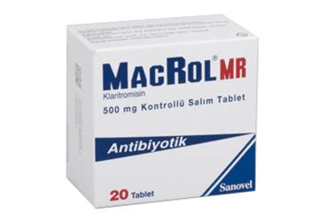 Macrol 500 Mg Mr 20 Kontrollu Salim Tablet Fiyatı