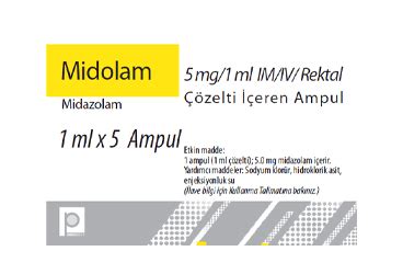 Midolam 5 Mg/1 Ml Im/iv Rektal Cozelti Iceren 5 Ampul