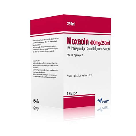 Moxacin 400 Mg/250 Ml Iv Inf. Icin Cozelti Iceren 1 Flakon