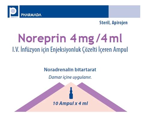 Noreprin 4 Mg/4 Ml Iv Infuzyon Icin Enjeksiyonluk Cozelti Iceren 10 Ampul