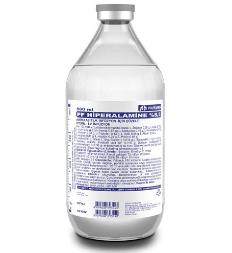 Pf Hiperalamine %8.5 Amino Asit Iv Infuzyon Icin Cozelti 500 Ml (setsiz) Fiyatı