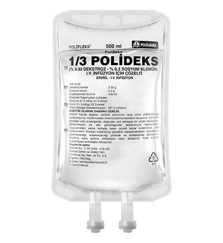 Polifleks 1/3 Polideks Iv Inf. Icin Coz. 1000 Ml Setsiz Pvc