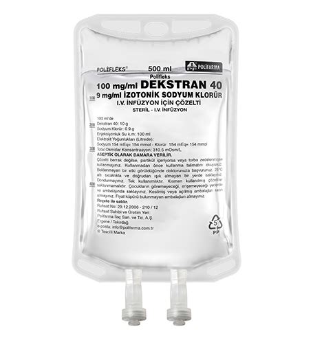 Polifleks Dekstran 40 Izotonik Sodyum Klorur Solusyon 150 Ml Setsiz(pvc)
