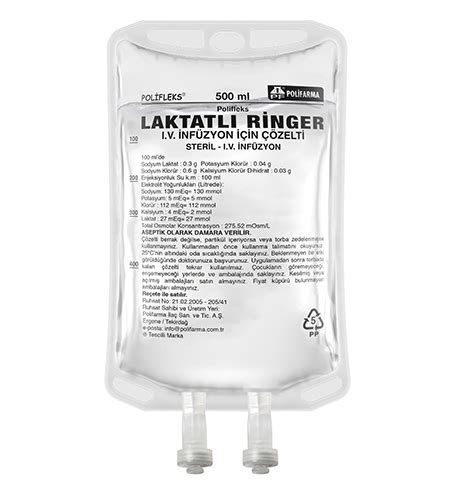 Polifleks Laktatli Ringer Solusyonu 150 Ml (pvc Torba) Setli