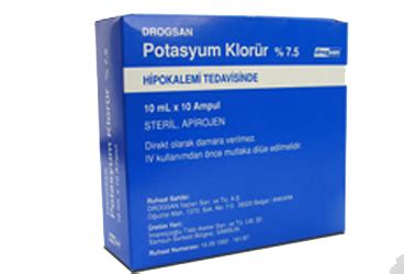Potasyum Klorur 75 Mg/1 Ml Enjeksiyonluk Cozelti. 100 Ampul Fiyatı