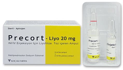 Precort-liyo 20 Mg Im/iv Enjeksiyon Icin Liyofilize Toz Iceren Ampul