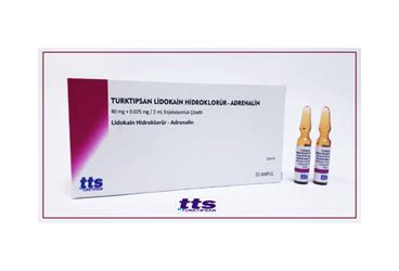 Turktipsan Lidokain Hidroklorur-adrenalin 40 Mg+0.025 Mg / 2 Ml Enjeksiyonluk Cozelti ( 20 Ampul)
