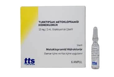 Turktipsan Metoklopramid Hidroklorur 10 Mg/2 Ml Enjeksiyonluk Cozelti (6 Ampul) Fiyatı