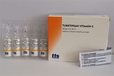Turktipsan Vitamin C 500 Mg/5 Ml Im/iv Enjeksiyon Ve Infuzyon Icin Cozelti Iceren Ampul (5 Ampul)